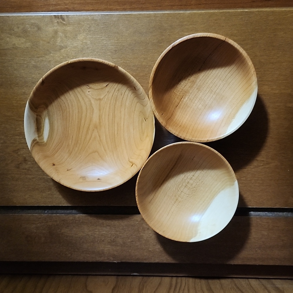 Cherry Bowls - Set of 3 - Hand-Turned